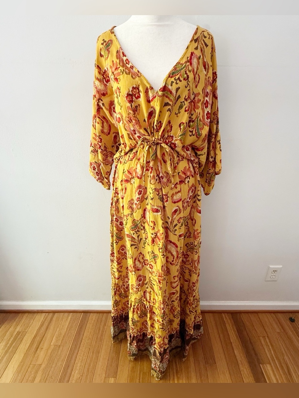 Cato Women Floral Tie Waist Maxi Dress XL Boho Hippie Festival Beach Retro Comfy